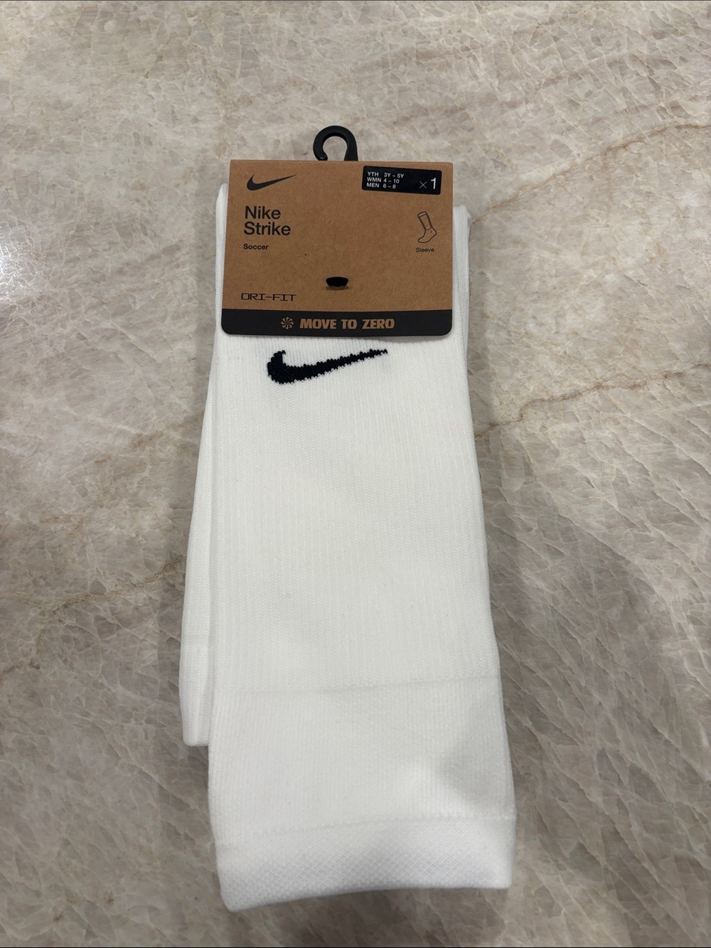Nike White Soccer Sleeve with Black Swoosh
